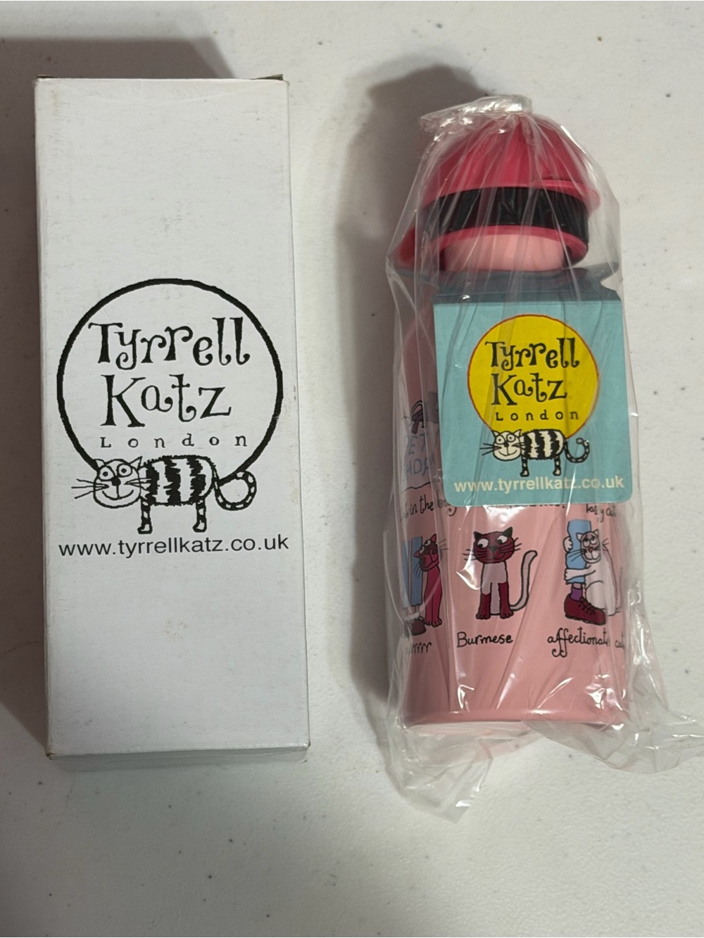 Tyrrell Katz Pink Cat Travel Bottle with Matching Cap